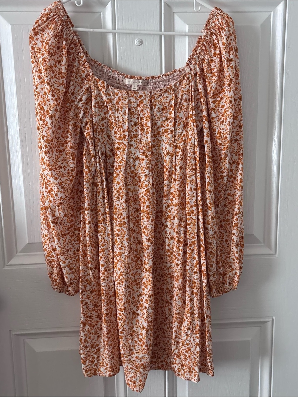 Copper Key Floral Mini Dress Women’s Small Puff Sleeve Square Neck
